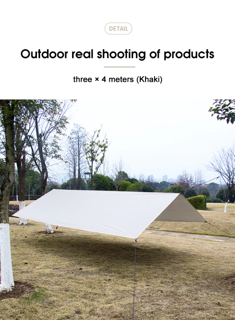 Cheap Goat Tents Large Tarp Tent Sunshade Ultralight Awning Outdoor Camping Hammock Tourist Beach Sun Shelter With Ground Nails Windproof Rope   